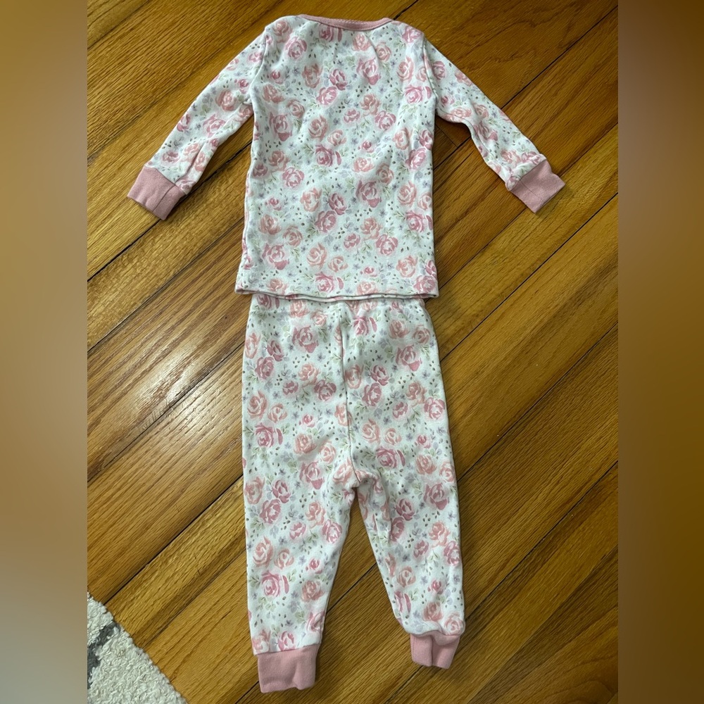 Janie and Jack Girls Pink Floral Baby/Toddler Pajamas. Size 12-18 months - Picture 2 of 3